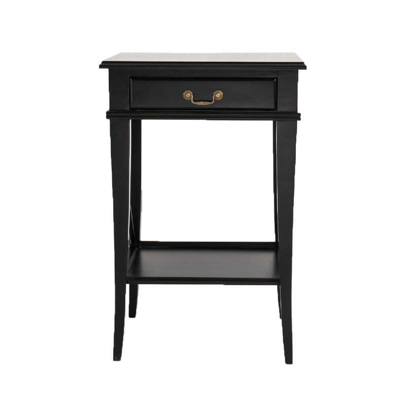 Hamptons Coastal Cross Bedside Table with Pull Out Shelf