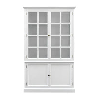 Hamptons Coastal Hutch Glass Display Cabinet Bookcase and Buffet Cupboard