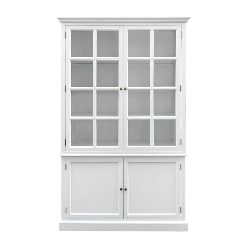 Hamptons Coastal Hutch Glass Display Cabinet Bookcase and Buffet Cupboard