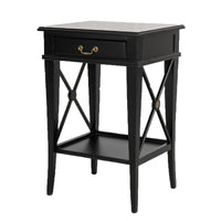 Hamptons Coastal Cross Bedside Table with Pull Out Shelf