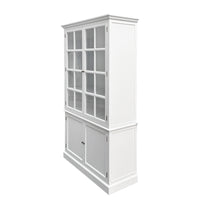 Hamptons Coastal Hutch Glass Display Cabinet Bookcase and Buffet Cupboard