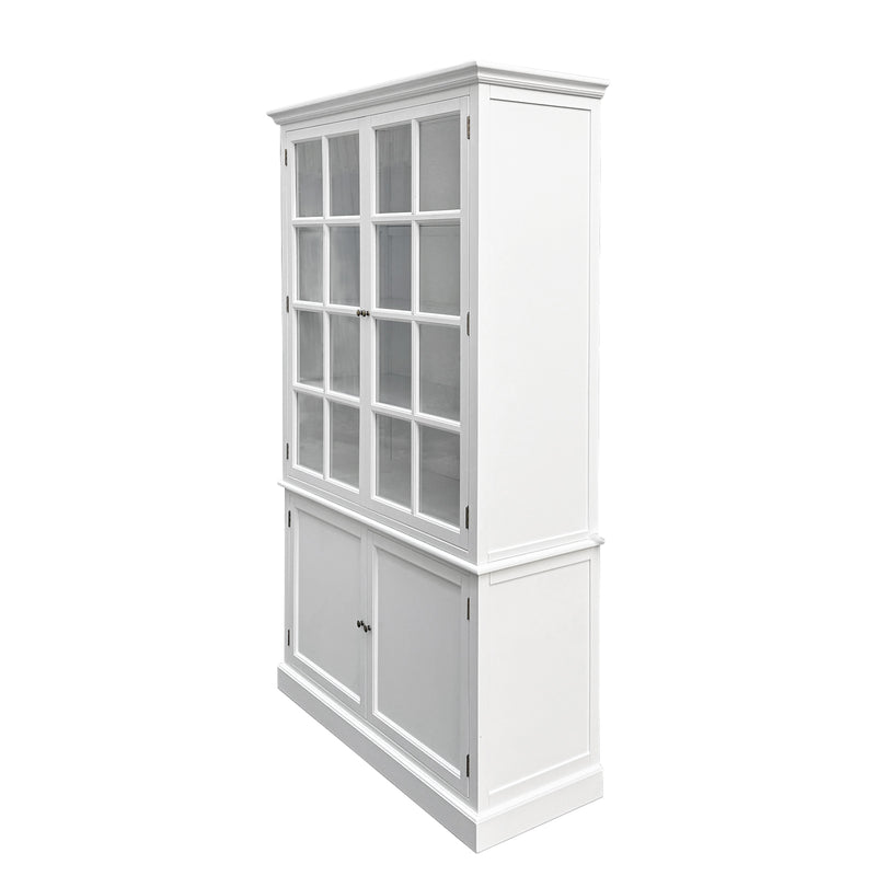 Hamptons Coastal Hutch Glass Display Cabinet Bookcase and Buffet Cupboard