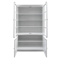 Hamptons Coastal Hutch Glass Display Cabinet Bookcase and Buffet Cupboard