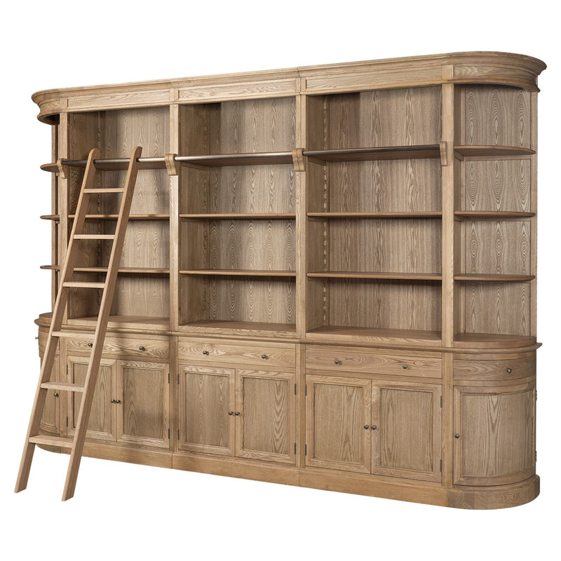 Early Bird Pre-order: Extra $1,000 OFF - French Provincial Natural Buffet and Hutch Bookcase Sideboard Cabinet with Ladder
