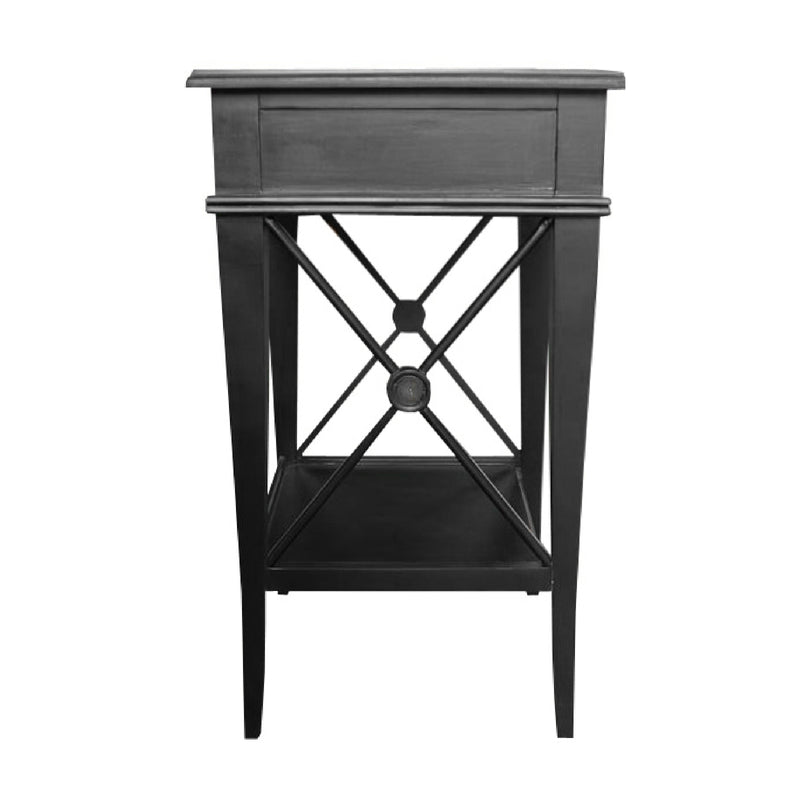 Hamptons Coastal Cross Bedside Table with Pull Out Shelf