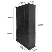 Hamptons Coastal Hutch Glass Display Cabinet Bookcase and Buffet Cupboard