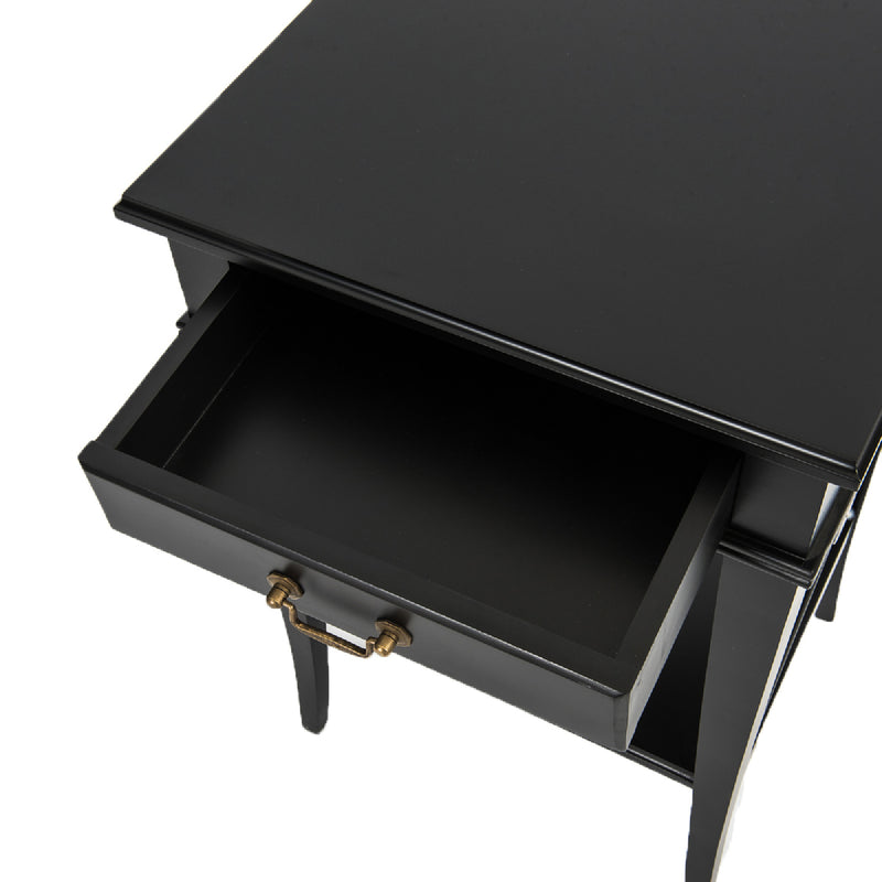 Hamptons Coastal Cross Bedside Table with Pull Out Shelf