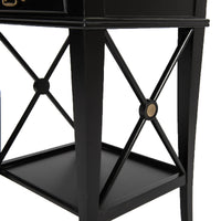 Hamptons Coastal Cross Bedside Table with Pull Out Shelf
