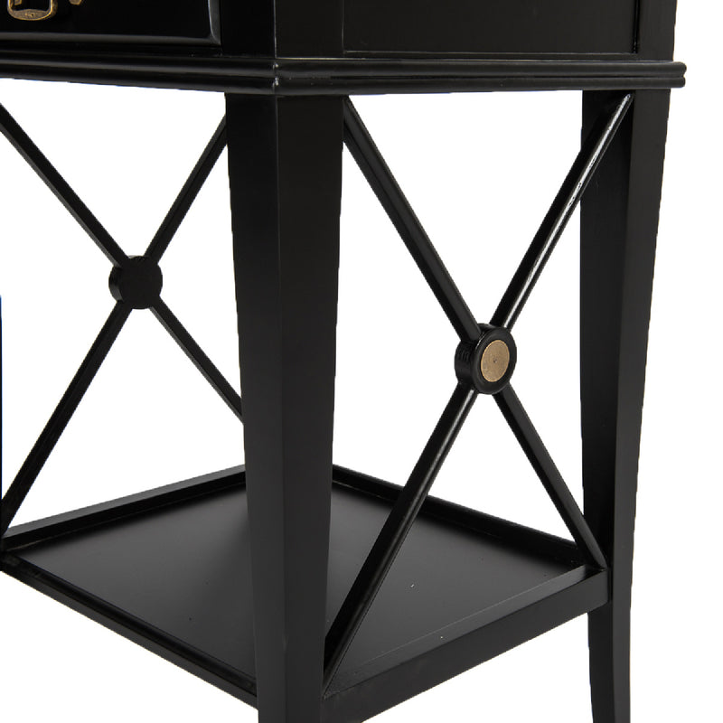 Hamptons Coastal Cross Bedside Table with Pull Out Shelf