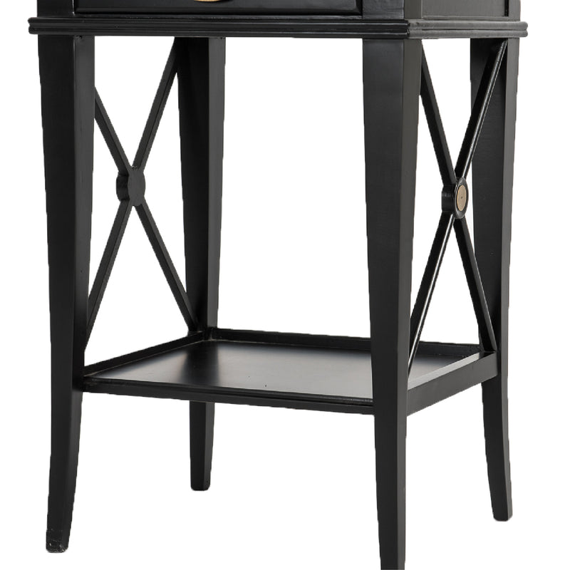 Hamptons Coastal Cross Bedside Table with Pull Out Shelf