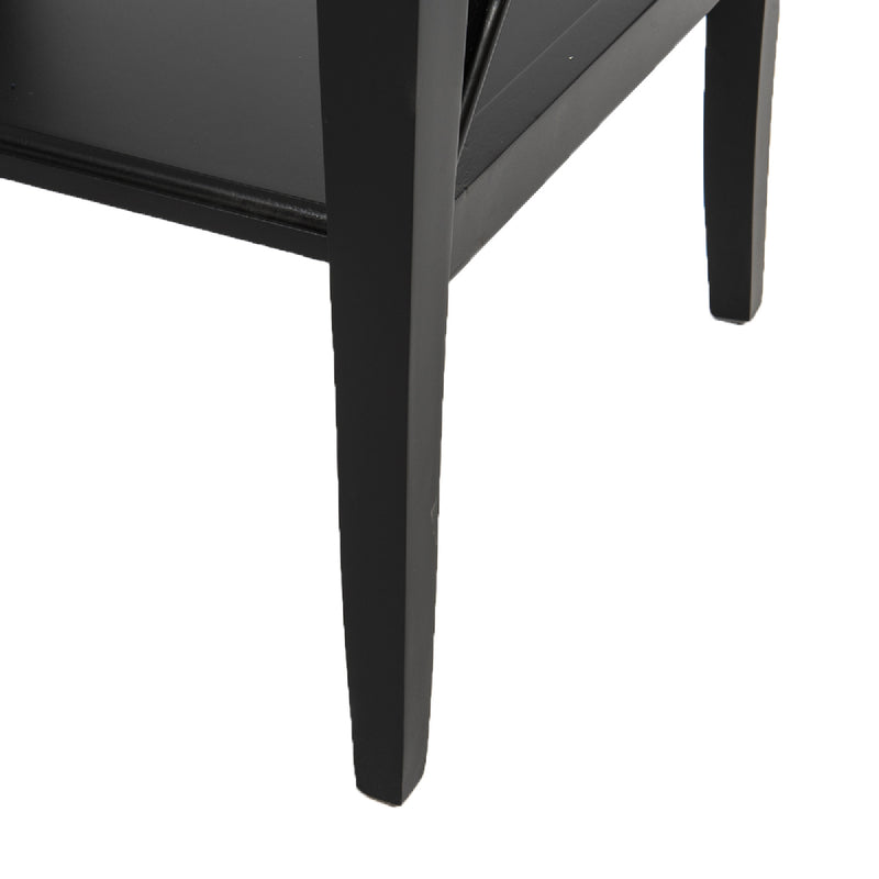 Hamptons Coastal Cross Bedside Table with Pull Out Shelf