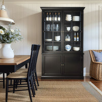 Hamptons Coastal Hutch Glass Display Cabinet Bookcase and Buffet Cupboard