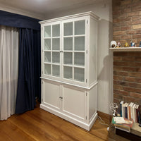 Hamptons Coastal Hutch Glass Display Cabinet Bookcase and Buffet Cupboard