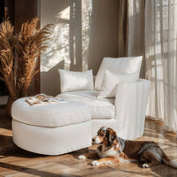 Contemporary Modern Austin Linen Foot Stool Ottoman