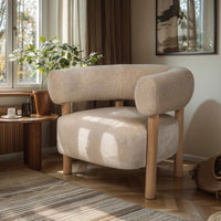 Scandi-Modern Tub Accent Chair with Latte and Butter Cream Colour