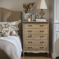 French Provincial Provence 5 Drawer Chest Tallboy Cabinet