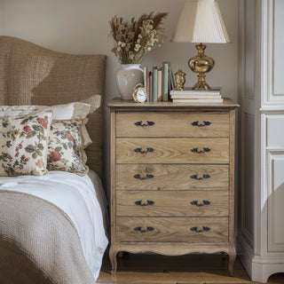 French Provincial Provence 5 Drawer Chest Tallboy Cabinet