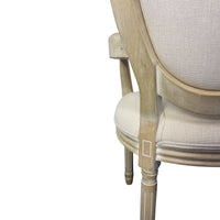 French Provincial Louis Set of 2 Upholstered Carver Dining Armchairs