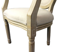 French Provincial Louis Set of 2 Upholstered Carver Dining Armchairs