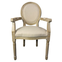 French Provincial Louis Set of 2 Upholstered Carver Dining Armchairs