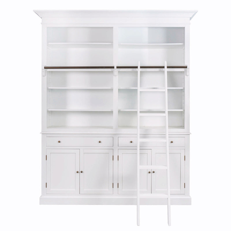 Hamptons Halifax Double Buffet and Hutch Bookcase with Ladder