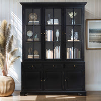 Hamptons Coastal Buffet and Hutch Glass Display Cabinet Bookcase