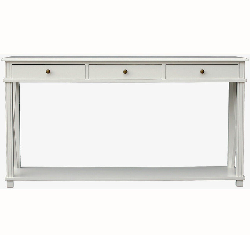 Hamptons Halifax Side Cross 3 Drawer Console Hall Table