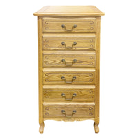 French Provincial Louis 6 Drawer Tallboy Cabinet