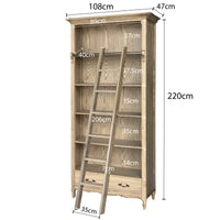 French Provincial Provence Extendable Library Bookcase Natural Ash with Ladder