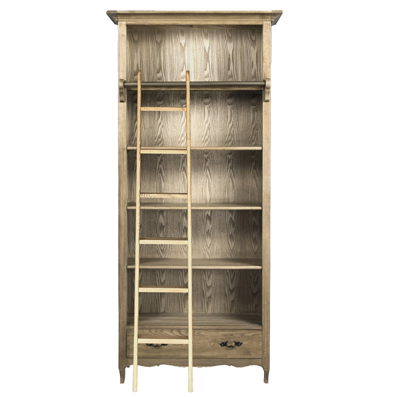 French Provincial Provence Extendable Library Bookcase Natural Ash with Ladder