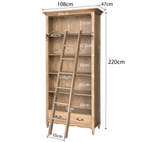 French Provincial Provence Extendable Library Bookcase Natural Ash with Ladder