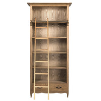 French Provincial Provence Extendable Library Bookcase Natural Ash with Ladder