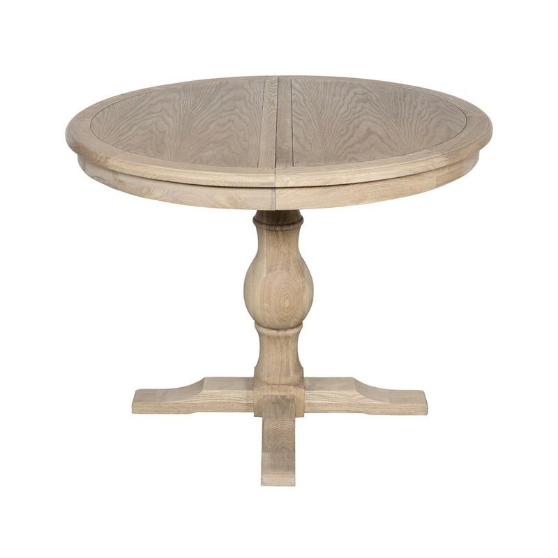 Hamptons Extendable/French Provincial Pedestal Round 100-150cm Extendable Dining Table NATURAL ASH