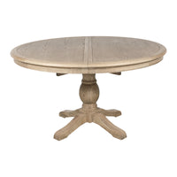 French Provincial Farmhouse 140-180cm Pedestal Extendable Round Dining Table Elm wood