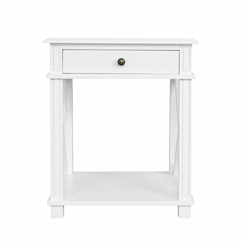 Hamptons Coastal Cross 1 Drawer Bedside Table
