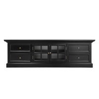 Hamptons Halifax TV Entertainment Unit with 4 Drawers Glass Doors Storage 180cm