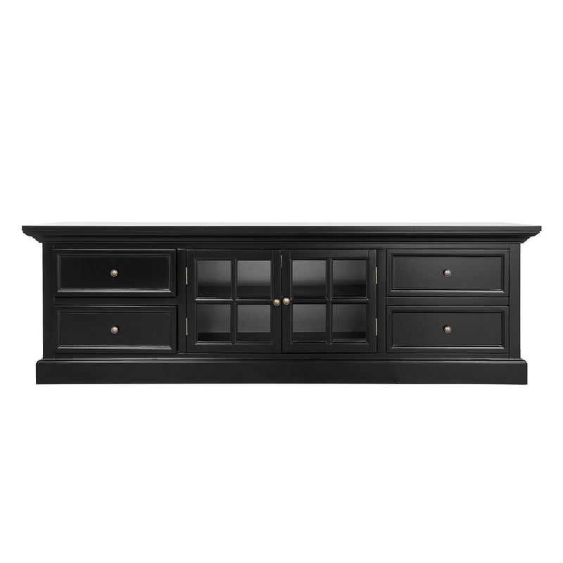 Hamptons Halifax TV Entertainment Unit with 4 Drawers Glass Doors Storage 180cm