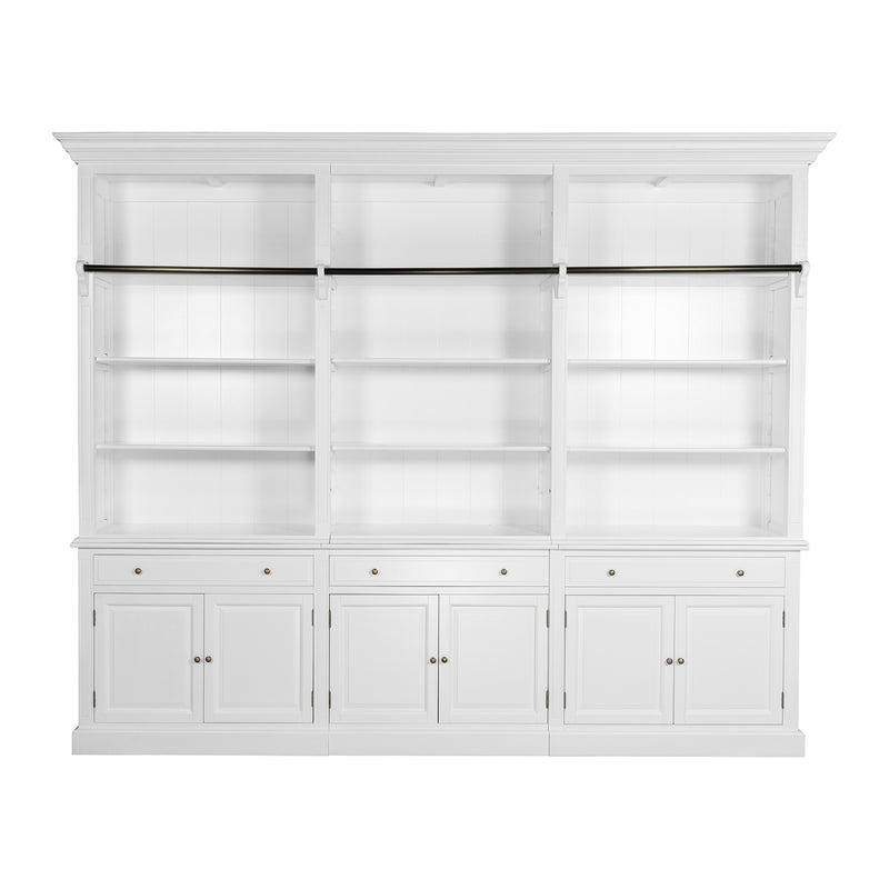 Hamptons Halifax 3 Bay Buffet and Hutch Bookcase with Ladder