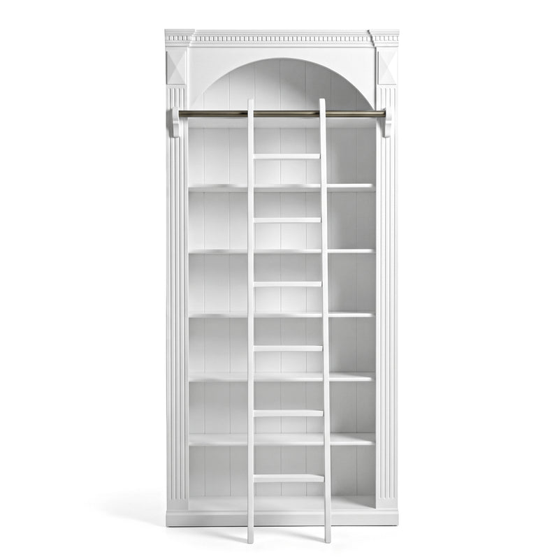 Hamptons Heritage Open Library Arched Extendable Bookshelf/Bookcase with Ladder 100cm - 300cm Wide