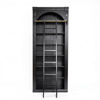 Hamptons Heritage Open Library Arched Extendable Bookshelf/Bookcase with Ladder 100cm - 300cm Wide