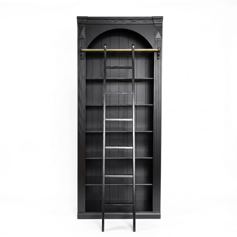 Hamptons Heritage Open Library Arched Extendable Bookshelf/Bookcase with Ladder 100cm - 300cm Wide