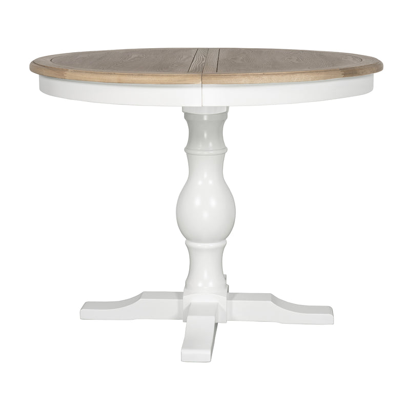 Hamptons Extendable/French Provincial Pedestal Round 100-150cm Extendable Dining Table NATURAL ASH