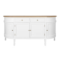 Hamptons Coastal Curve Ash Top Sideboard Buffet & Two Drawers Console Cabinet