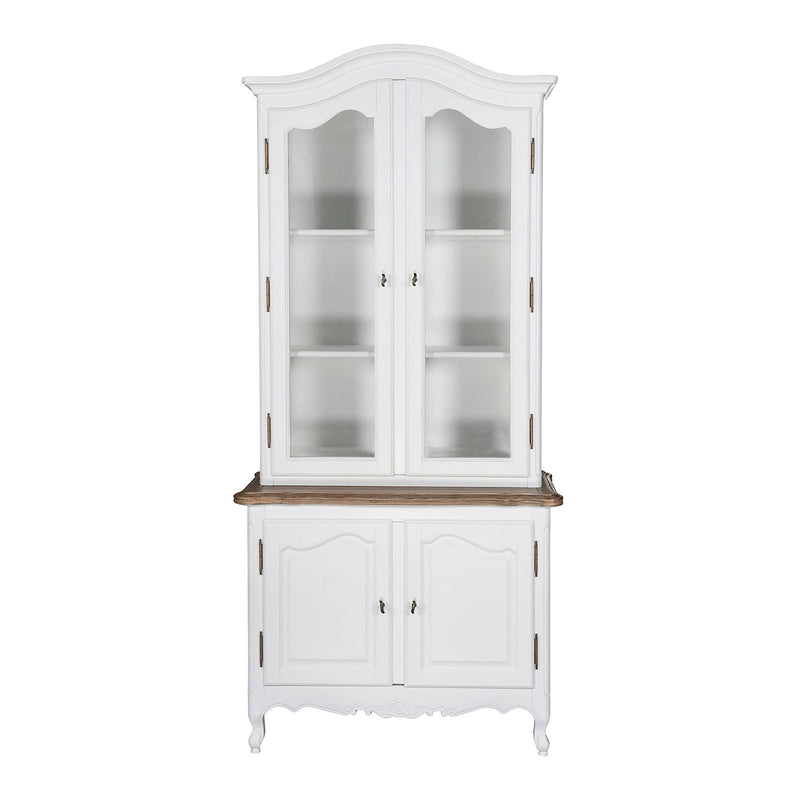 French Provincial Louis Vintage Glass Display Buffet and Hutch Cupboard Cabinet