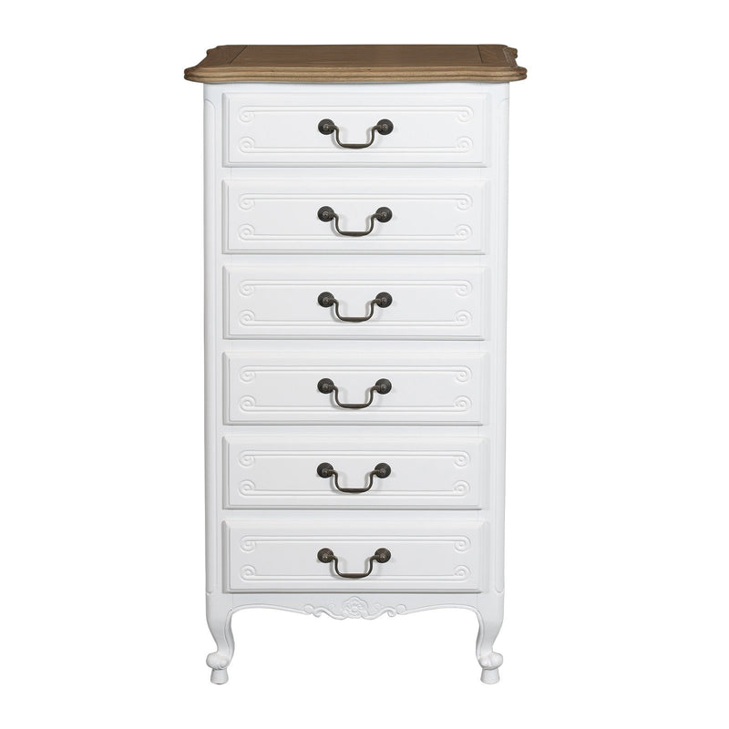 French Provincial Louis 6 Drawer Tallboy Cabinet