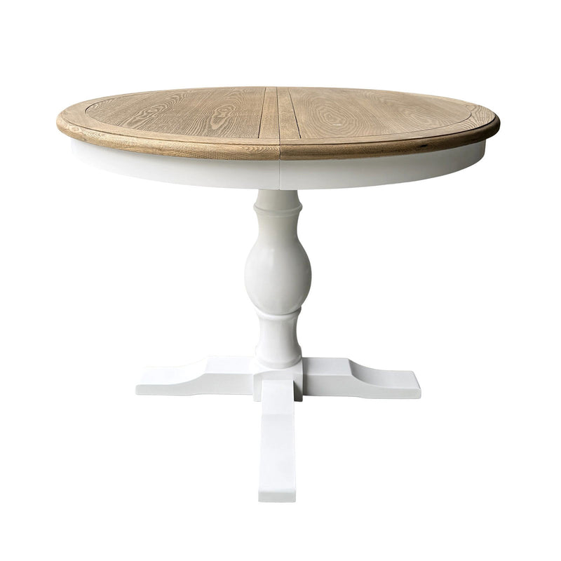French Provincial Pedestal Round 100-150cm Extendable Dining Table NATURAL ASH 4–6 Seater