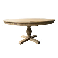 Hamptons Round Dining Table with Dentil Molding in Natural Ash Pedestal Base150cm-190cm