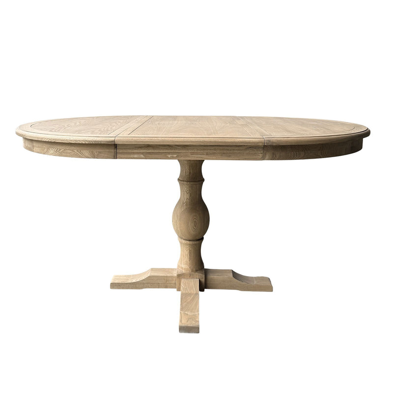 French Provincial Pedestal Round 100-150cm Extendable Dining Table NATURAL ASH 4–6 Seater