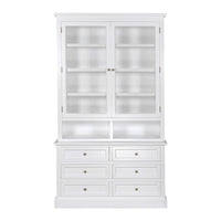 Hamptons Halifax 2 Glass Door 6 Drawer Kitchen Cabinet