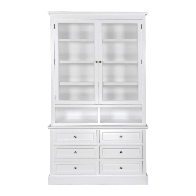 Hamptons Halifax 2 Glass Door 6 Drawer Kitchen Cabinet